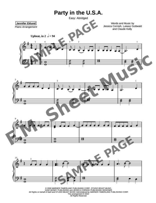 Party in the U.S.A. (Easy Piano)